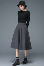 Load image into Gallery viewer, Women A-Line Midi Wool Skirt C1193#
