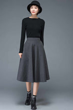 Load image into Gallery viewer, Women A-Line Midi Wool Skirt C1193#
