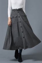 Load image into Gallery viewer, Button front wool skirt C1609#
