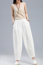 Load image into Gallery viewer, White Casual Leisure Linen Pants C1806
