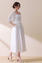 Load image into Gallery viewer, White linen party dress C1775
