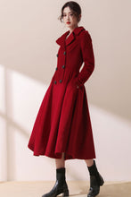 Load image into Gallery viewer, Red Winter Swing Wool Coat C1792 XS#YY04281
