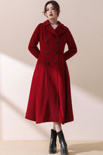 Load image into Gallery viewer, Red Winter Swing Wool Coat C1792 XS#YY04281
