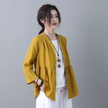 Load image into Gallery viewer, Women Casual Long Sleeves Linen Shirt Tops C1849
