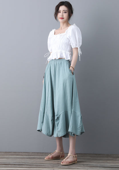 Green Women Skirt Pants C1856