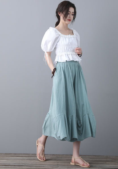 Green Women Skirt Pants C1856