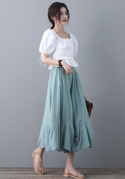 Green Women Skirt Pants C1856