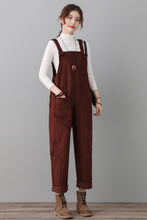 Load image into Gallery viewer, Women Wine Red Corduroy Overalls C2553
