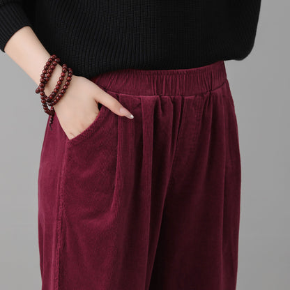 Burgundy Corduroy Pants Women C2556