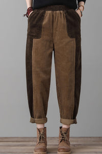Vintage Inspired Loose fit Corduroy Pants Women C2557