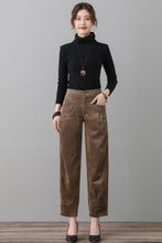 Load image into Gallery viewer, Women Khaki Corduroy Pants C2561#
