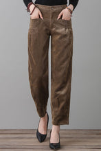 Load image into Gallery viewer, Women Khaki Corduroy Pants C2561#
