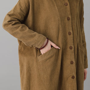 Vintage Inspired Brown Corduroy Trench Coat C2563