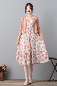 Summer Swing Floral  Midi Sun Dress For Women C232001