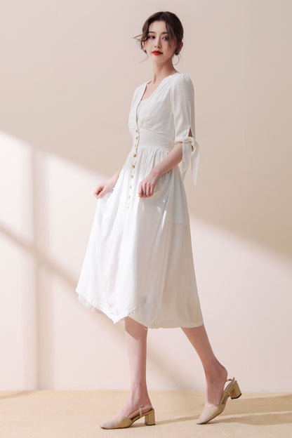 Button front Little white dress C1774