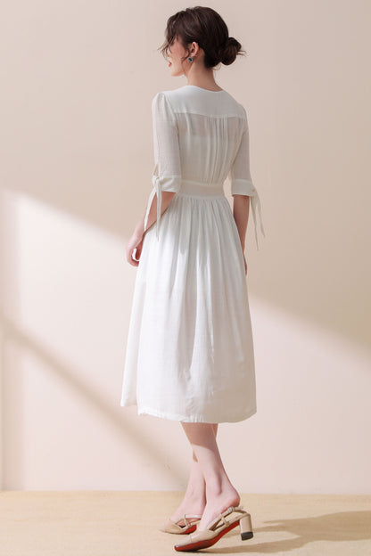 Button front Little white dress C1774