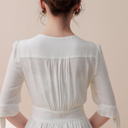 Button front Little white dress C1774