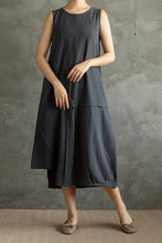 Load image into Gallery viewer, Black Summer Women Sleeveless Midi Dress C2867
