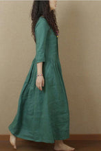 Load image into Gallery viewer, Long linen skirt with full waist and seven minute sleeves 190229
