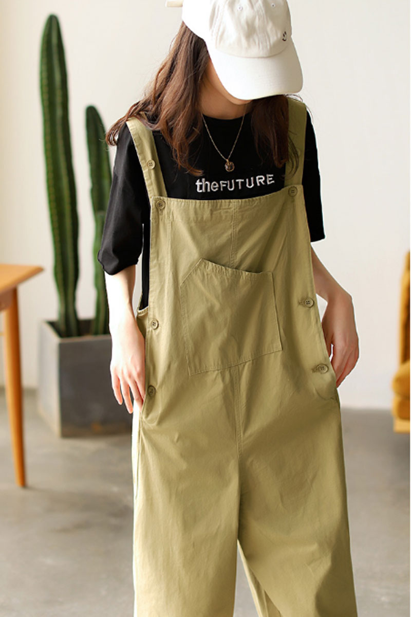 Casual Cotton Jumpsuits in Green C2381