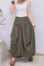 Load image into Gallery viewer, Women Oversize Linen Maxi Summer Casual Long Skirt C2804#CK2201395
