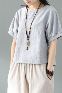 Chinese cotton and linen lantern sleeves short sleeves CYM040-190072