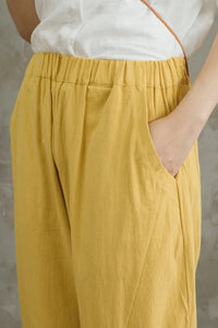 Yellow Plus Size Linen Pants C2856