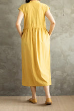 Load image into Gallery viewer, Summer Cotton Linen V-neck Shirt Dress C2868

