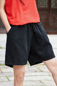 Women Summer Loose Cotton Linen Short Pants C2827
