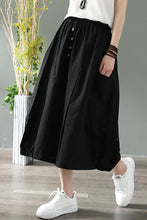 Load image into Gallery viewer, Summer natural waist cotton and linen midi skirt CYM037-190069
