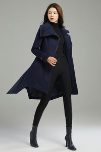 Winter Blue Asymmetrical Wool Coat C2987