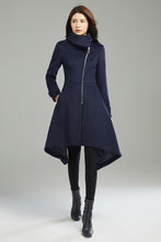 Load image into Gallery viewer, Winter Blue Asymmetrical Wool Coat C2987
