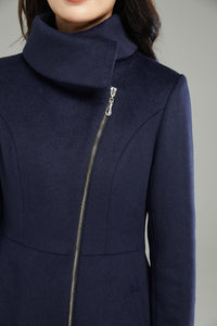Winter Blue Asymmetrical Wool Coat C2987
