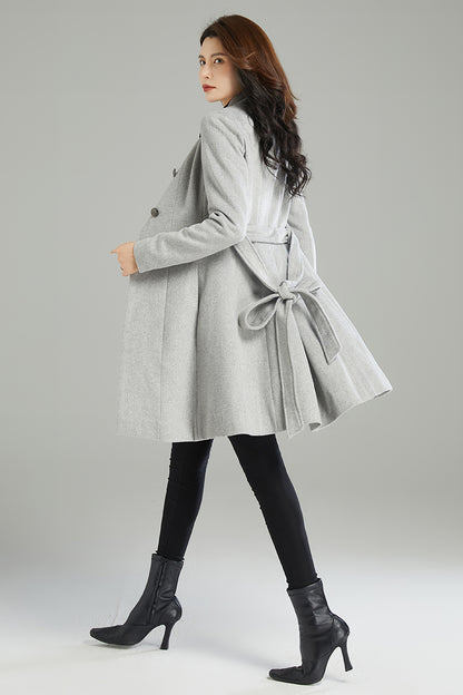 Winter Gray Warm Wool Coat C2988