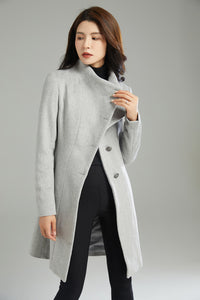 Winter Gray Warm Wool Coat C2988