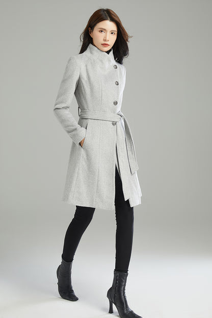 Winter Gray Warm Wool Coat C2988