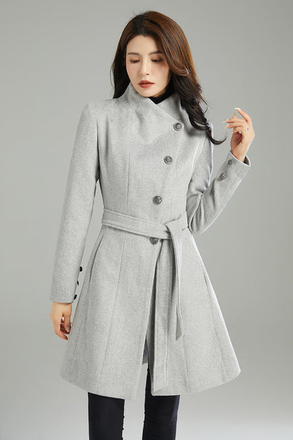 Winter Gray Warm Wool Coat C2988