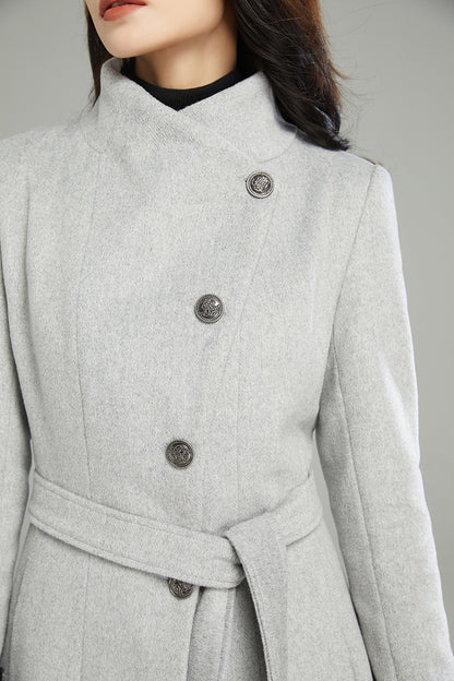 Winter Gray Warm Wool Coat C2988