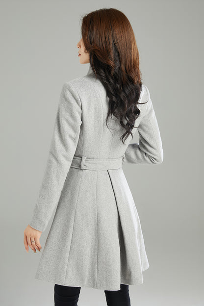 Winter Gray Warm Wool Coat C2988