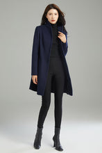 Load image into Gallery viewer, Women Navy Blue Wool Coat C2989#,Size 170-XS CK2202239
