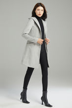 Load image into Gallery viewer, Winter Gray Hooded Wool Coat C2990
