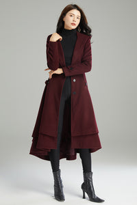 Women Long Hooded Wool Coat C2992