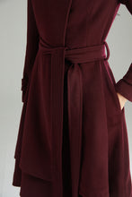 Load image into Gallery viewer, Wine Red Warm Wool Coat C2993
