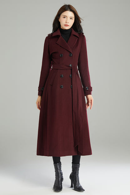 Long Double-breasted Wool Coat C2994