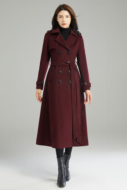 Long Double-breasted Wool Coat C2994