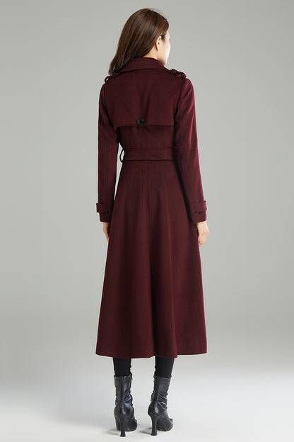 Long Double-breasted Wool Coat C2994