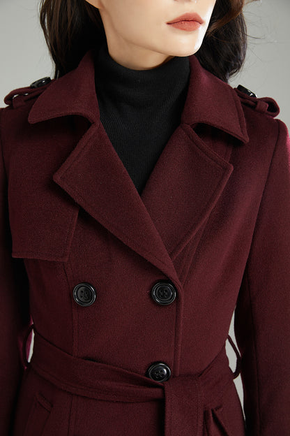 Long Double-breasted Wool Coat C2994