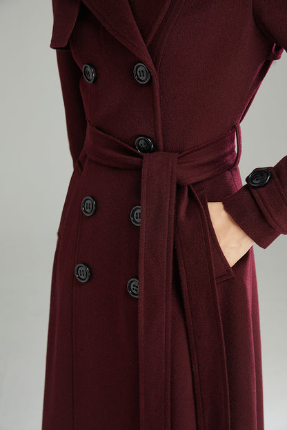 Long Double-breasted Wool Coat C2994