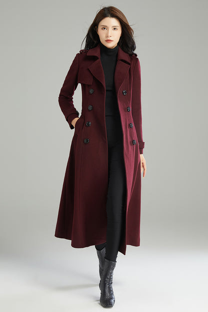 Long Double-breasted Wool Coat C2994