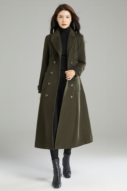 Women Double-breasted Wool Coat C2995